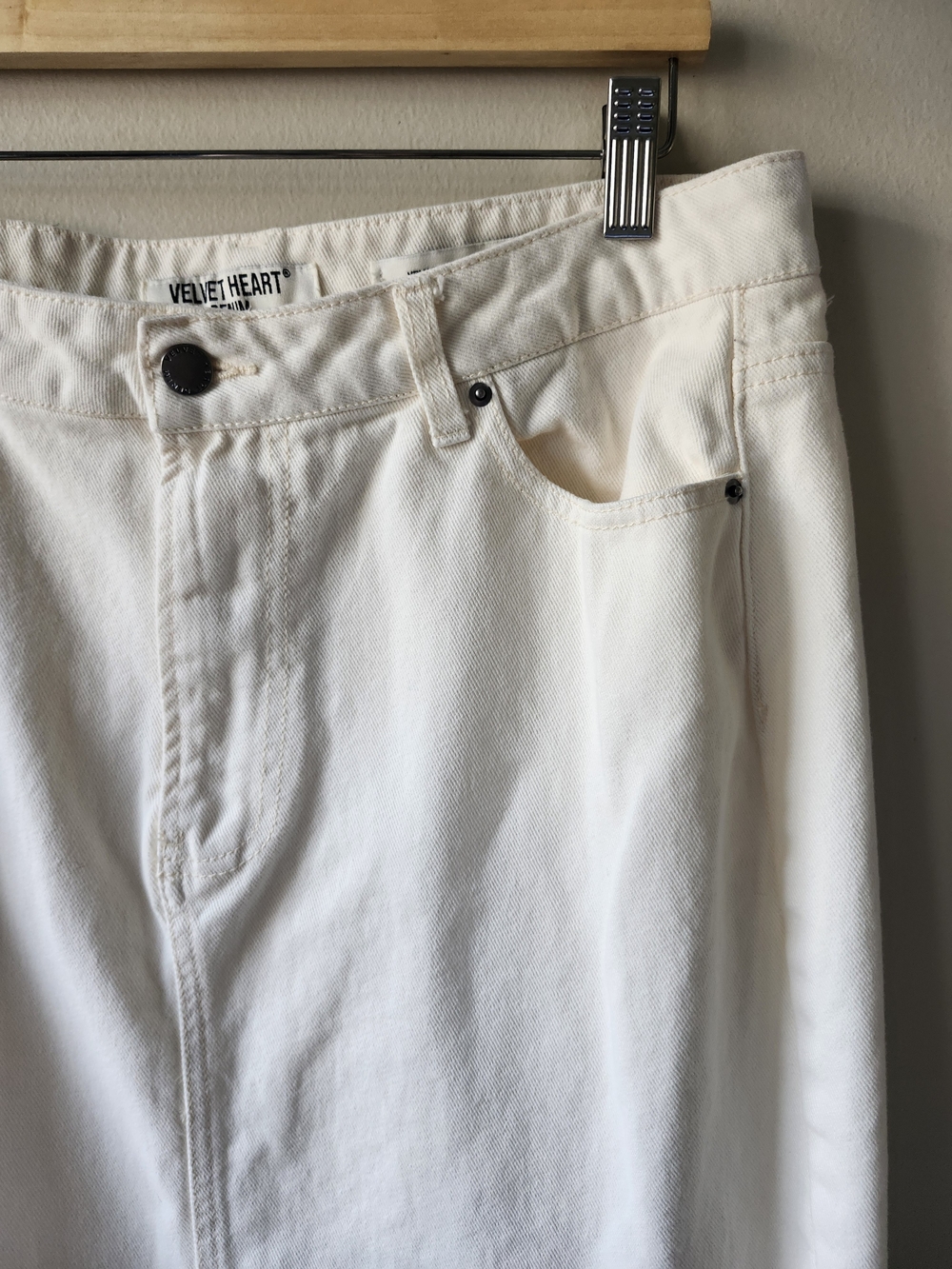 Velvet Heart White Denim Midi Skirt - Picture 4 of 9